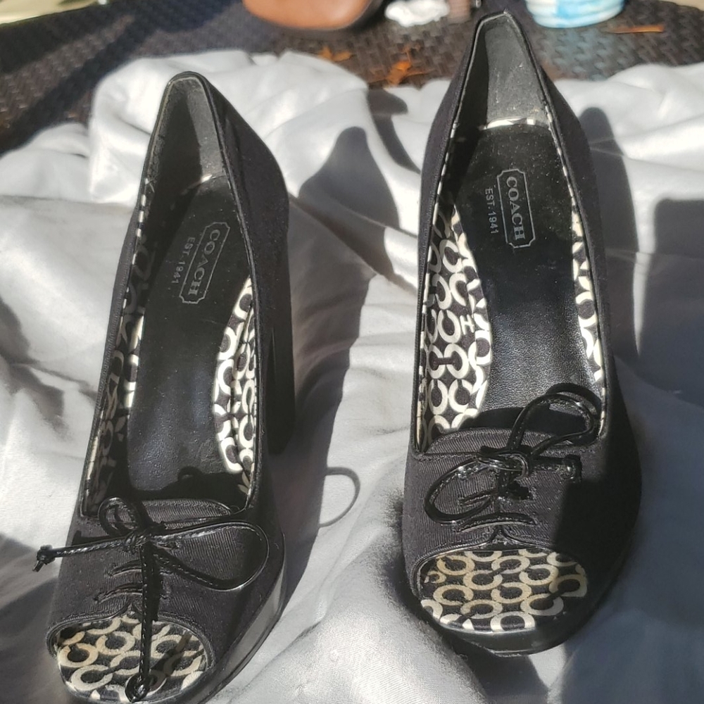 Adorable Coach peep toe pumps